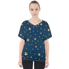 Stars Night Sky Background Space V-neck Dolman Drape Top