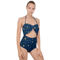 Stars Night Sky Background Space Scallop Top Cut Out Swimsuit by Alisyart