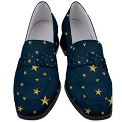 Stars Night Sky Background Space Women s Chunky Heel Loafers by Alisyart