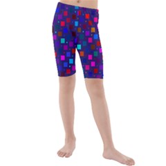 Squares Square Background Abstract Kids  Mid Length Swim Shorts