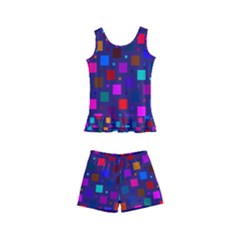 Squares Square Background Abstract Kids  Boyleg Swimsuit