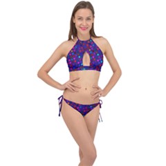 Squares Square Background Abstract Cross Front Halter Bikini Set