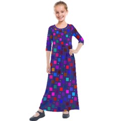 Squares Square Background Abstract Kids  Quarter Sleeve Maxi Dress by Alisyart