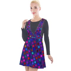 Squares Square Background Abstract Plunge Pinafore Velour Dress