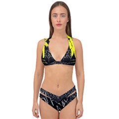 Anti-anxiety Black And White  Double Strap Halter Bikini Set by SirCeazer