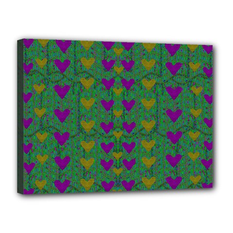 In Love With Festive Hearts Canvas 16  X 12  (stretched) by pepitasart