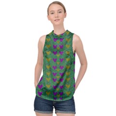 In Love With Festive Hearts High Neck Satin Top by pepitasart