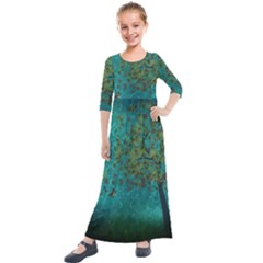 Tree In The Wind Kids  Quarter Sleeve Maxi Dress by WensdaiAmbrose