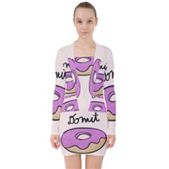 Donuts Sweet Food V-neck Bodycon Long Sleeve Dress by Mariart