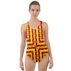 Digital Artwork Abstract Cut-out Back One Piece Swimsuit