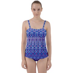 Digital Art Star Twist Front Tankini Set