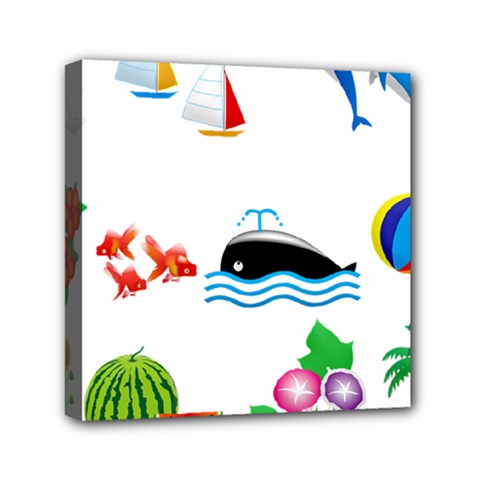 Summer Dolphin Whale Mini Canvas 6  X 6  (stretched)
