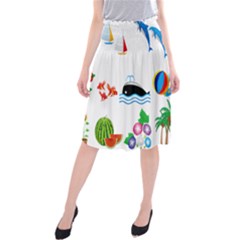 Summer Dolphin Whale Midi Beach Skirt