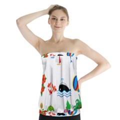 Summer Dolphin Whale Strapless Top