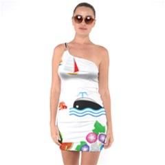 Summer Dolphin Whale One Soulder Bodycon Dress by Alisyart