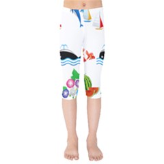 Summer Dolphin Whale Kids  Capri Leggings  by Alisyart