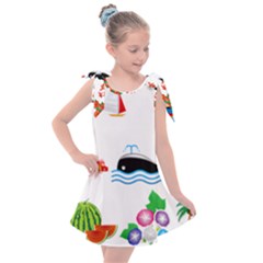 Summer Dolphin Whale Kids  Tie Up Tunic Dress