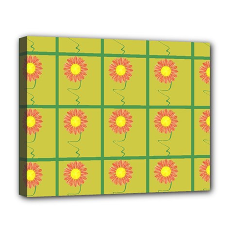 Sunflower Pattern Deluxe Canvas 20  X 16  (stretched) by Alisyart