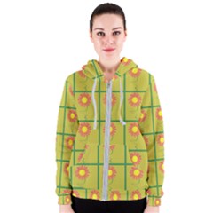 Sunflower Pattern Women s Zipper Hoodie