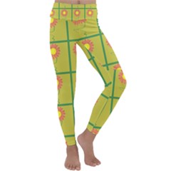 Sunflower Pattern Kids  Lightweight Velour Classic Yoga Leggings by Alisyart