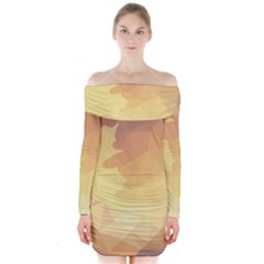 Autumn Leaf Maple Polygonal Long Sleeve Off Shoulder Dress by Alisyart