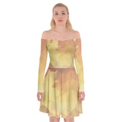 Autumn Leaf Maple Polygonal Off Shoulder Skater Dress by Alisyart