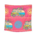vintage car van hippie Square Tapestry (Small) View1