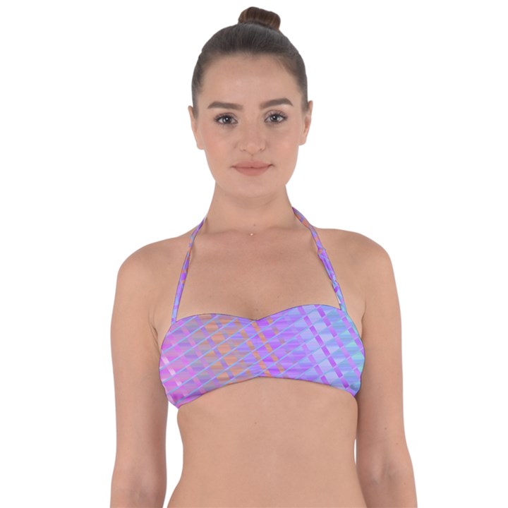 Diagonal Line Design Art Halter Bandeau Bikini Top