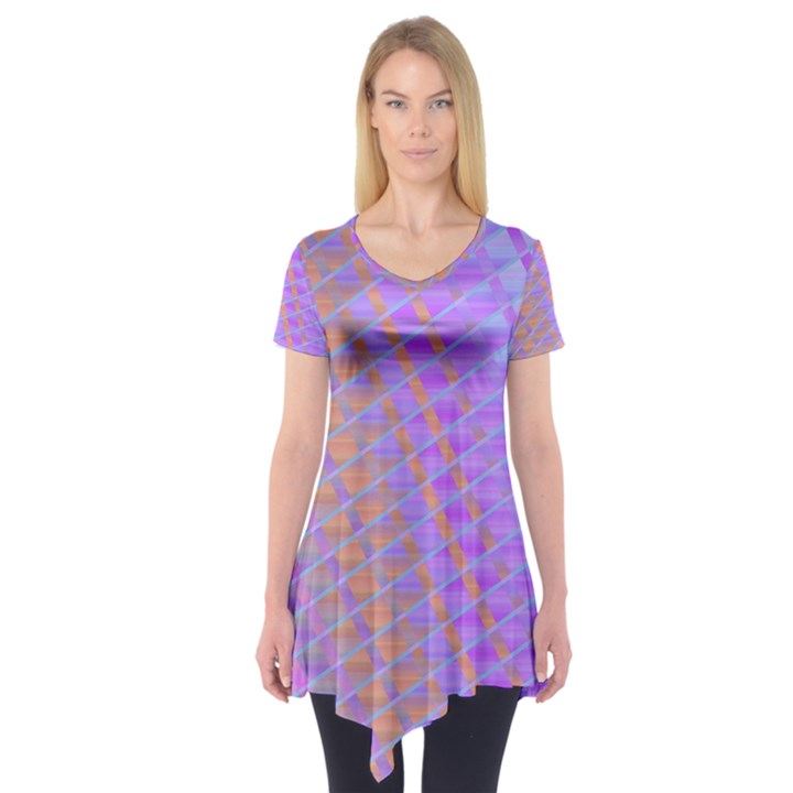 Diagonal Line Design Art Short Sleeve Tunic 