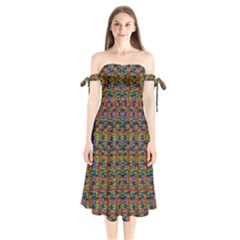 For The Love Of Soul And Mind In A Happy Mood Shoulder Tie Bardot Midi Dress by pepitasart