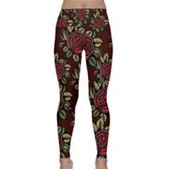 Roses Red Lightweight Velour Classic Yoga Leggings by WensdaiAmbrose