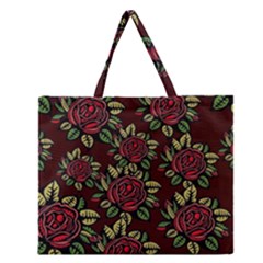 Roses Red Zipper Large Tote Bag by WensdaiAmbrose