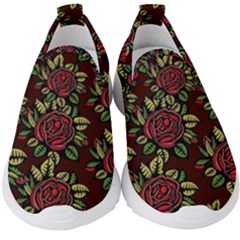 Roses Red Kids  Slip On Sneakers by WensdaiAmbrose