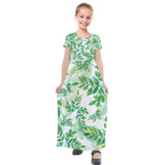 Tiny Tree Branches Kids  Short Sleeve Maxi Dress by WensdaiAmbrose