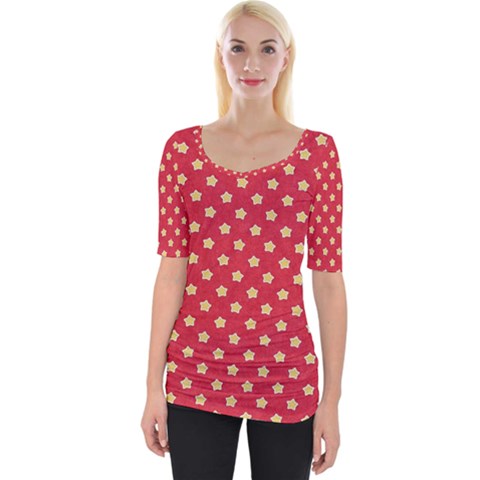 Red Hot Polka Dots Wide Neckline Tee by WensdaiAmbrose