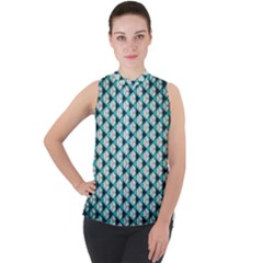 Digital Art Triangle Mock Neck Chiffon Sleeveless Top by Mariart