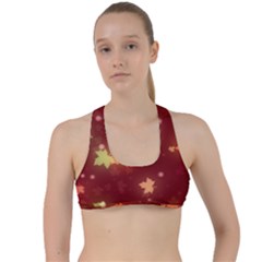 Leaf Leaves Bokeh Background Criss Cross Racerback Sports Bra by Mariart