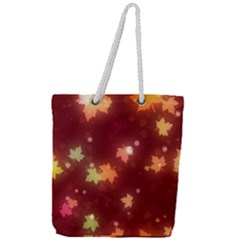 Leaf Leaves Bokeh Background Full Print Rope Handle Tote (large)