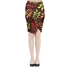 Leaves Foliage Pattern Design Midi Wrap Pencil Skirt