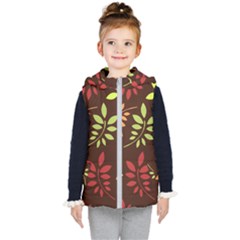 Leaves Foliage Pattern Design Kids  Hooded Puffer Vest by Mariart