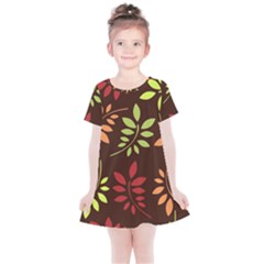 Leaves Foliage Pattern Design Kids  Simple Cotton Dress by Mariart