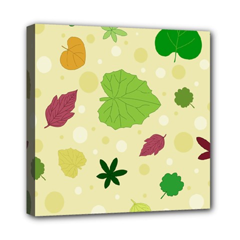 Leaves Background Leaf Mini Canvas 8  X 8  (stretched) by Mariart