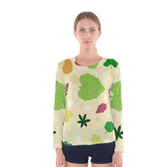 Leaves Background Leaf Women s Long Sleeve Tee