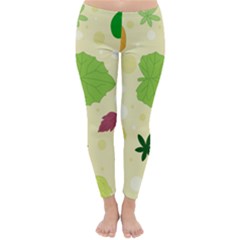 Leaves Background Leaf Classic Winter Leggings by Mariart