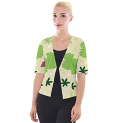 Leaves Background Leaf Cropped Button Cardigan