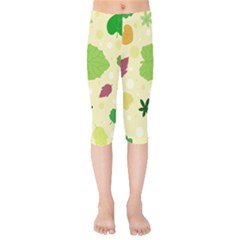 Leaves Background Leaf Kids  Capri Leggings  by Mariart