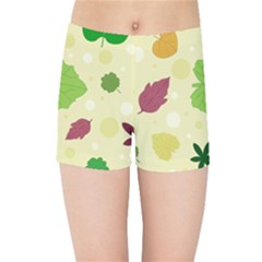 Leaves Background Leaf Kids  Sports Shorts by Mariart