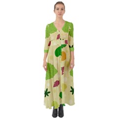 Leaves Background Leaf Button Up Boho Maxi Dress