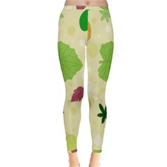 Leaves Background Leaf Inside Out Leggings by Mariart