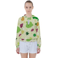 Leaves Background Leaf Women s Tie Up Sweat by Mariart